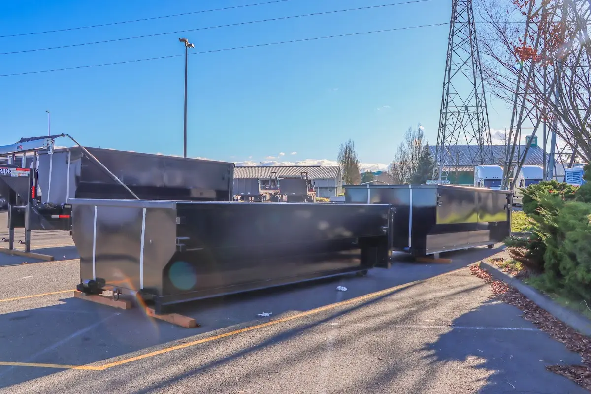 Roll-off dumpster ready for waste disposal at job site for 4 Yard Dumpster Rental in Piedmont